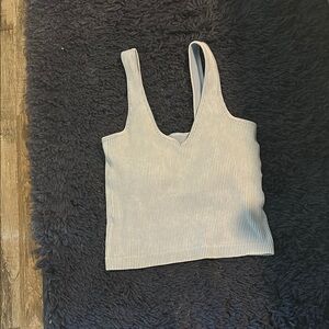 blue ribbed tank top